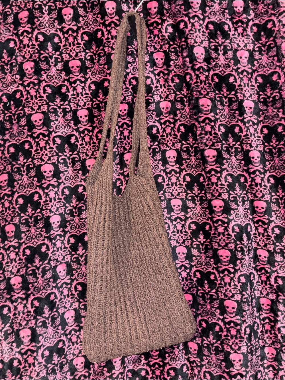 brown crochet hobo bag